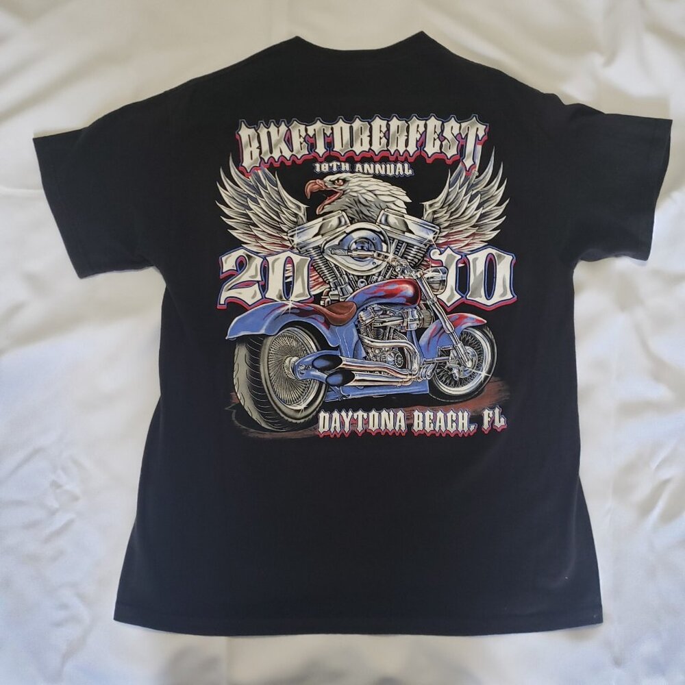 Biketoberfest Daytona Beach 18th Annual 2010 Womens Medium Black T-Shirt Eagle - Picture 4 of 13